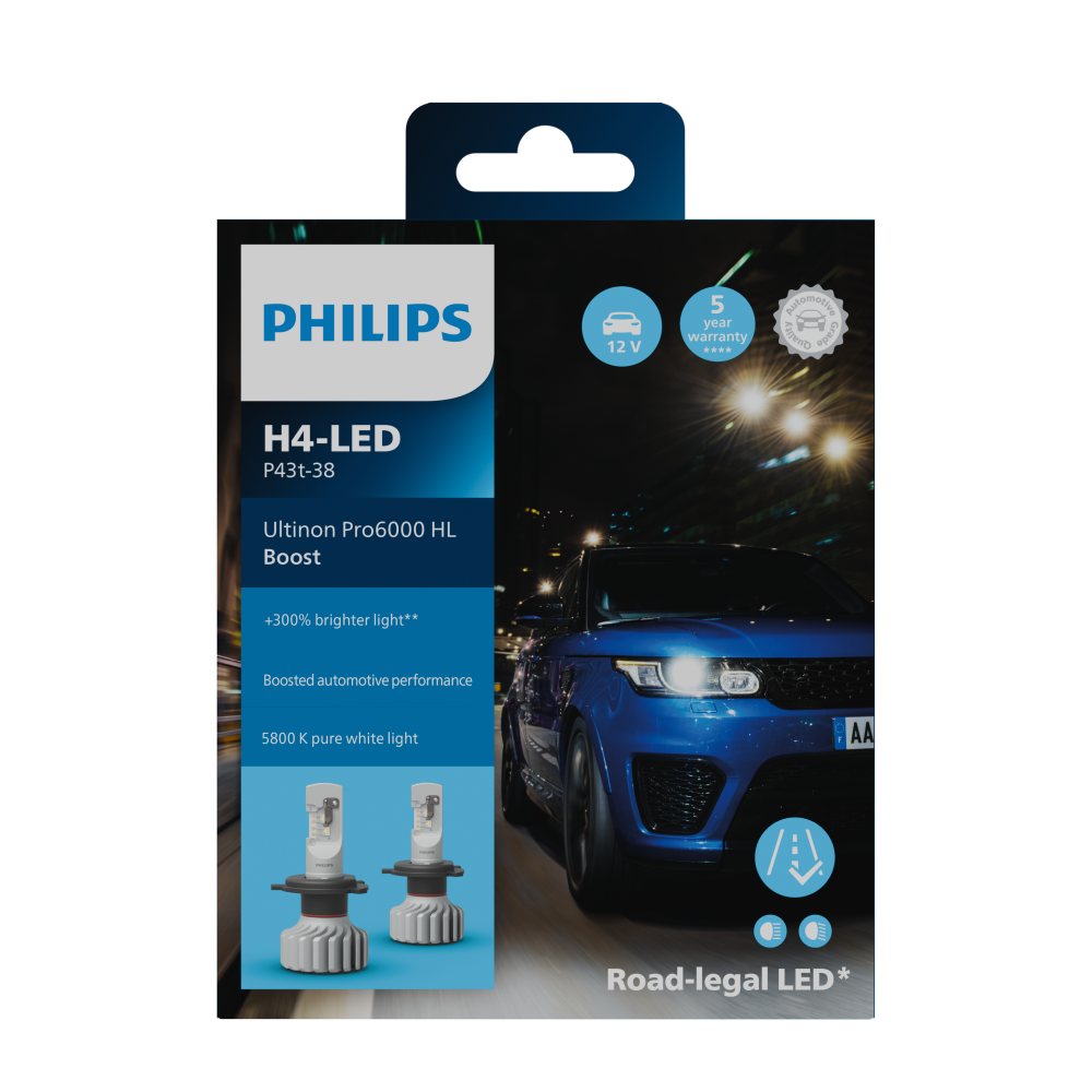 FÜR PORSCHE 911 | 964 | 912 Philips Ultinon Pro6000 LED H4 BOOST GEN2 11342U60BX2 +300%*