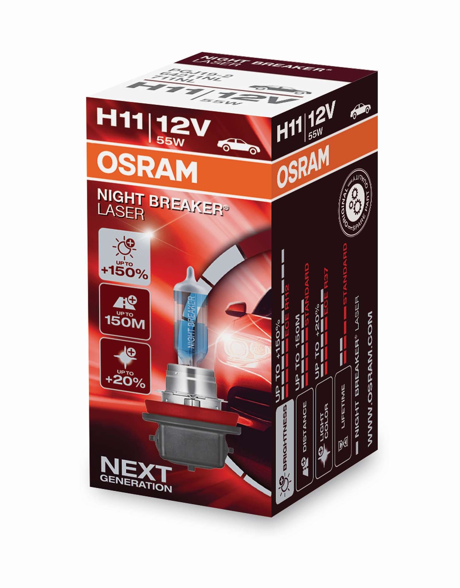 H11 12V 55W PGJ19-2 NIGHT BREAKER® LASER +150% mehr Helligke