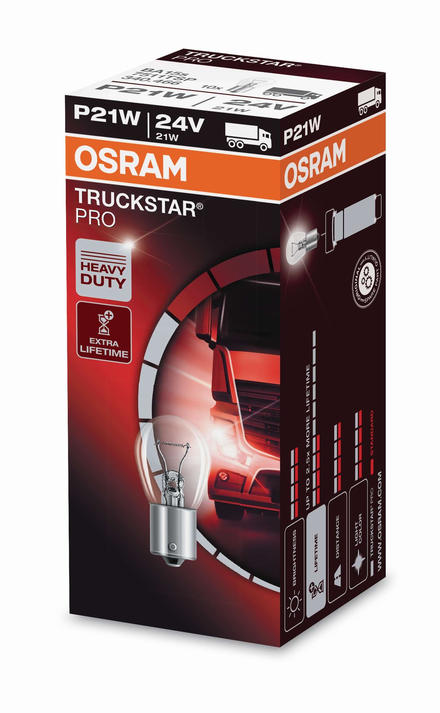 P21W 24V 21W BA15s TRUCKSTAR PRO Faltschachtel 10St. OSRAM