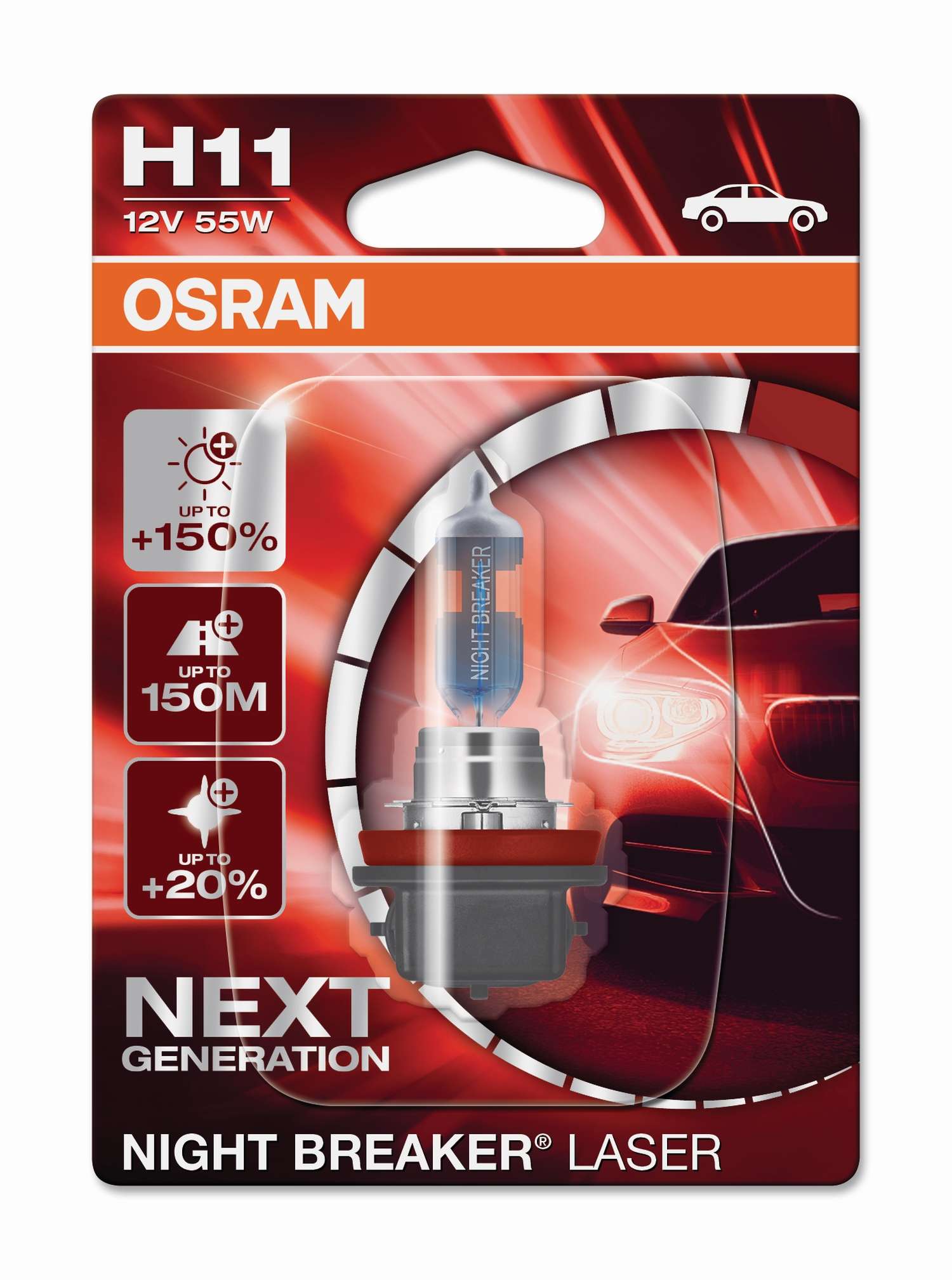 H11 12V 55W PGJ19-2 NIGHT BREAKER® LASER +150% mehr Helligke