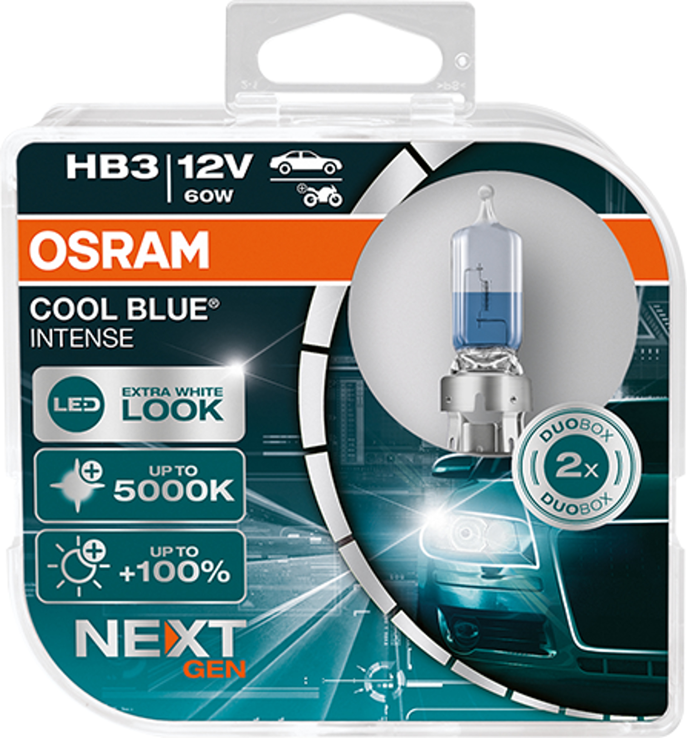 HB3 12V 60W P20d Cool Blue INTENSE NextGeneration 5000K +100