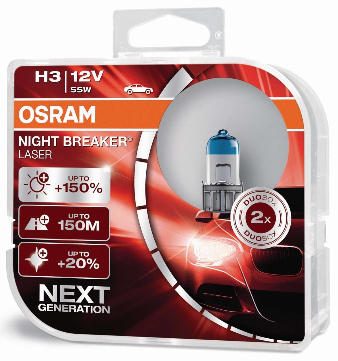 H3 12V 55W PK22s NIGHT BREAKER® LASER +150% mehr Helligkeit