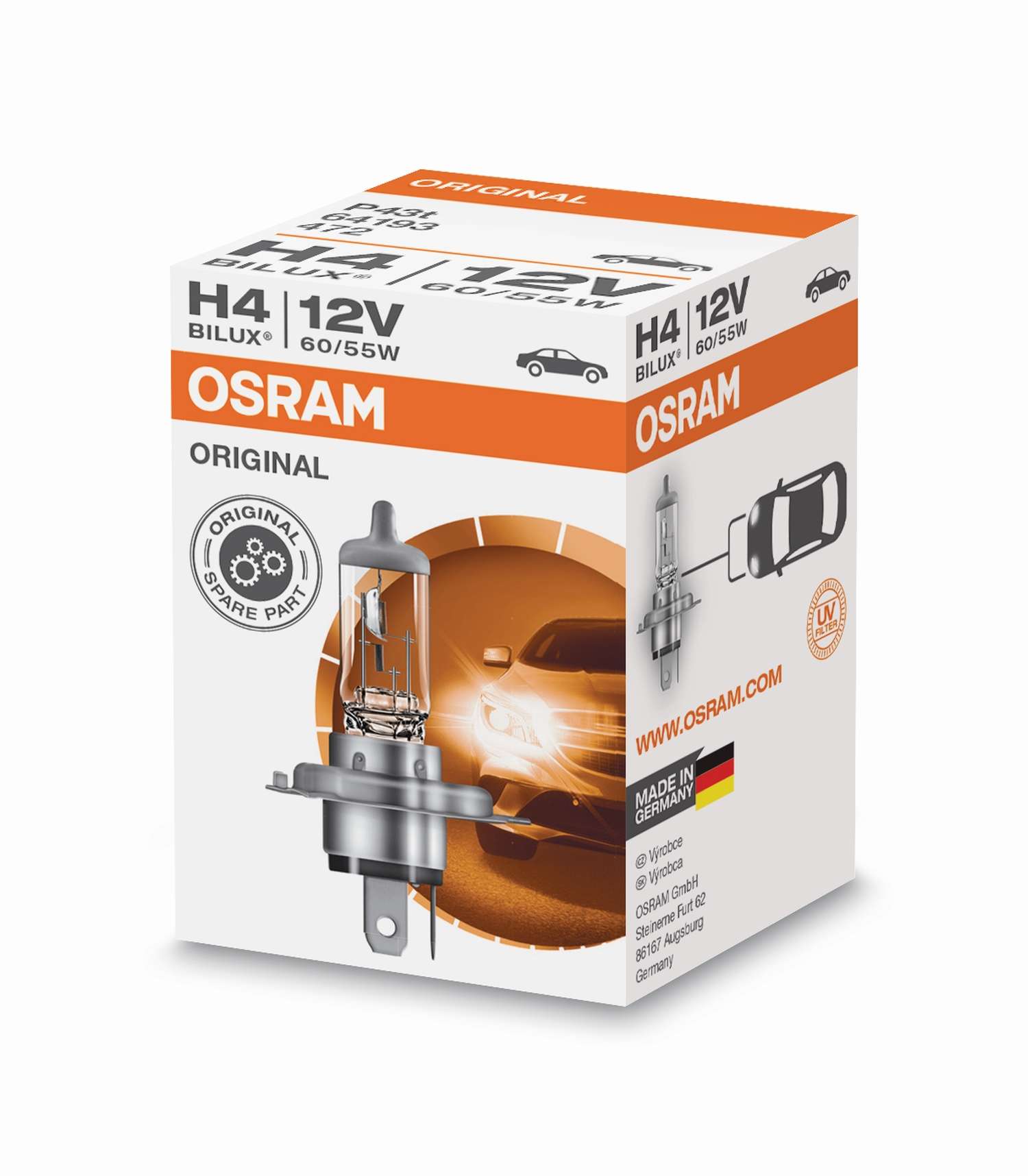 H4 12V 60/55W P43t Original Spare Part 1st. OSRAM