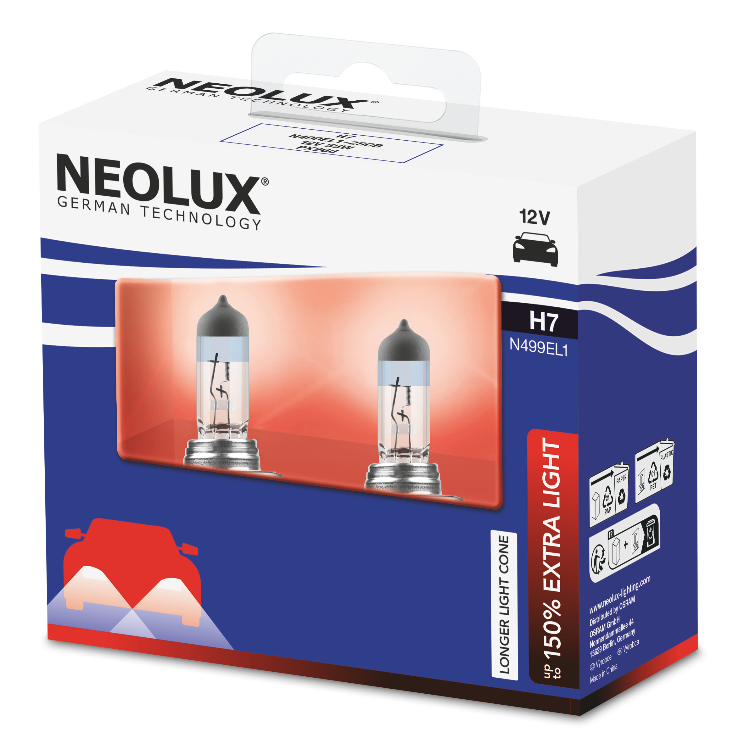 H7 12V 55W PX26d Extra Light +150% 2 St. NEOLUX