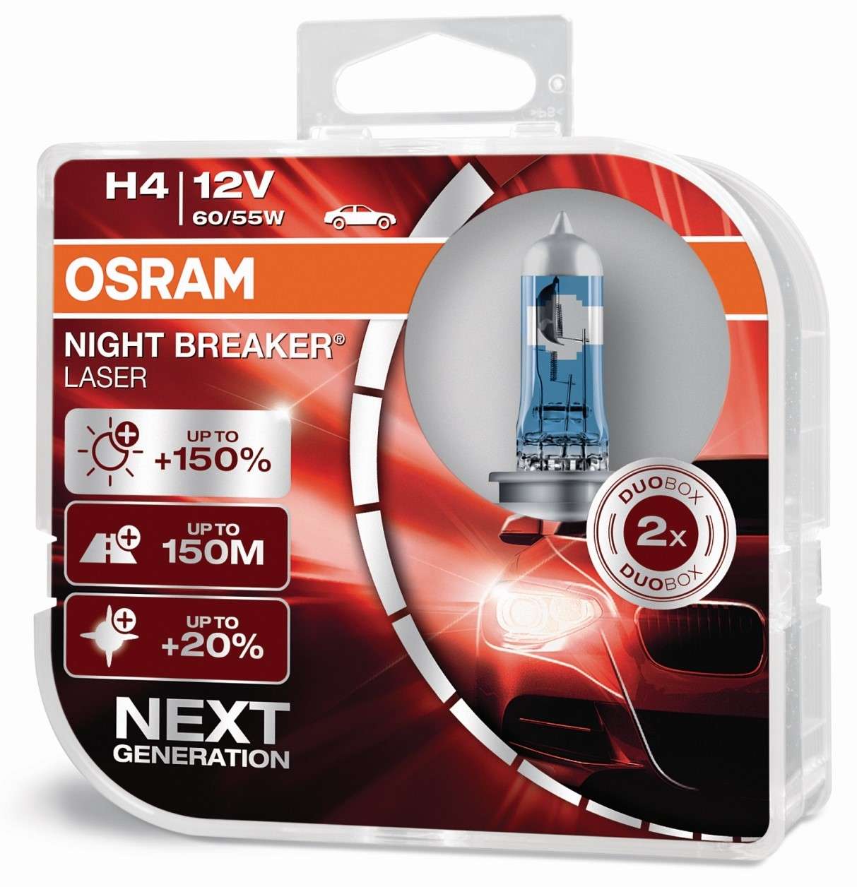 H4 12V 60/55W P43t NIGHT BREAKER® LASER +150% mehr Helligkei