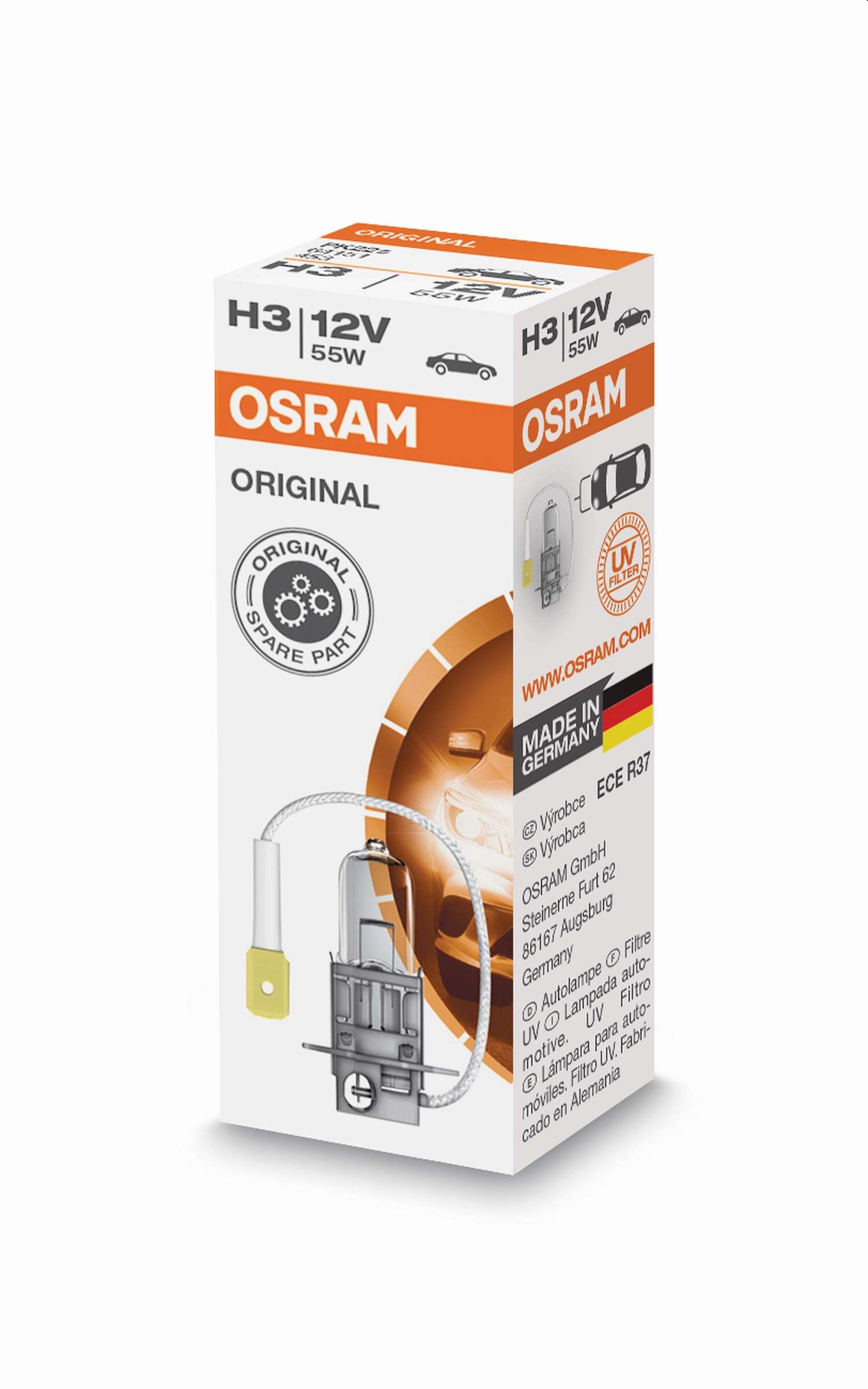 H3 12V 55W PK22s 1st. Original Spare Part OSRAM