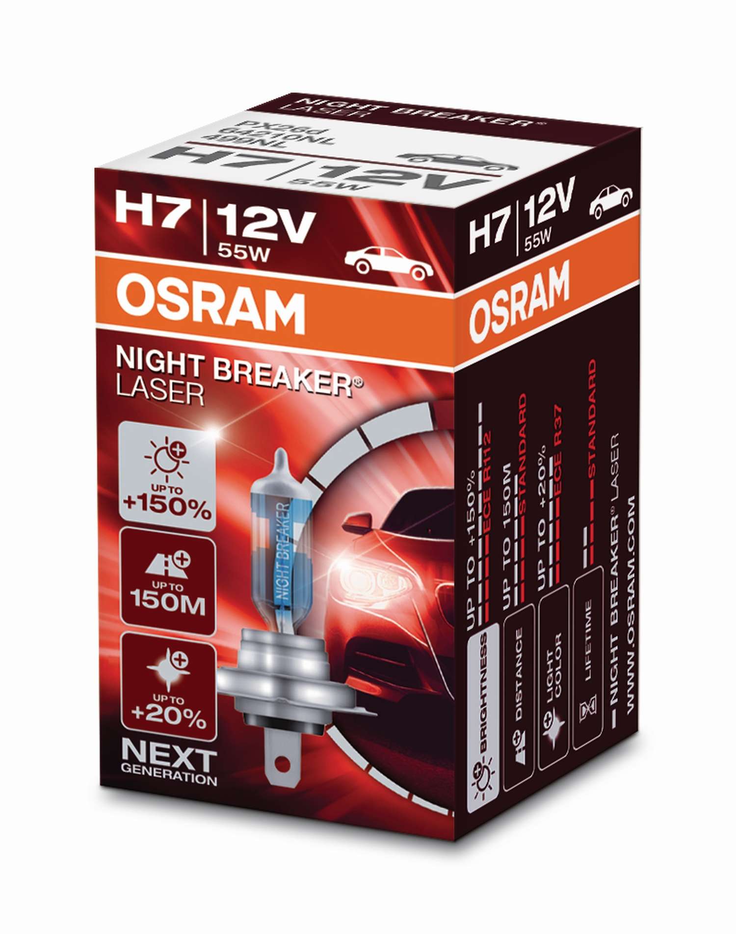 H7 12V 55W PX26d NIGHT BREAKER® LASER +150% mehr Helligkeit