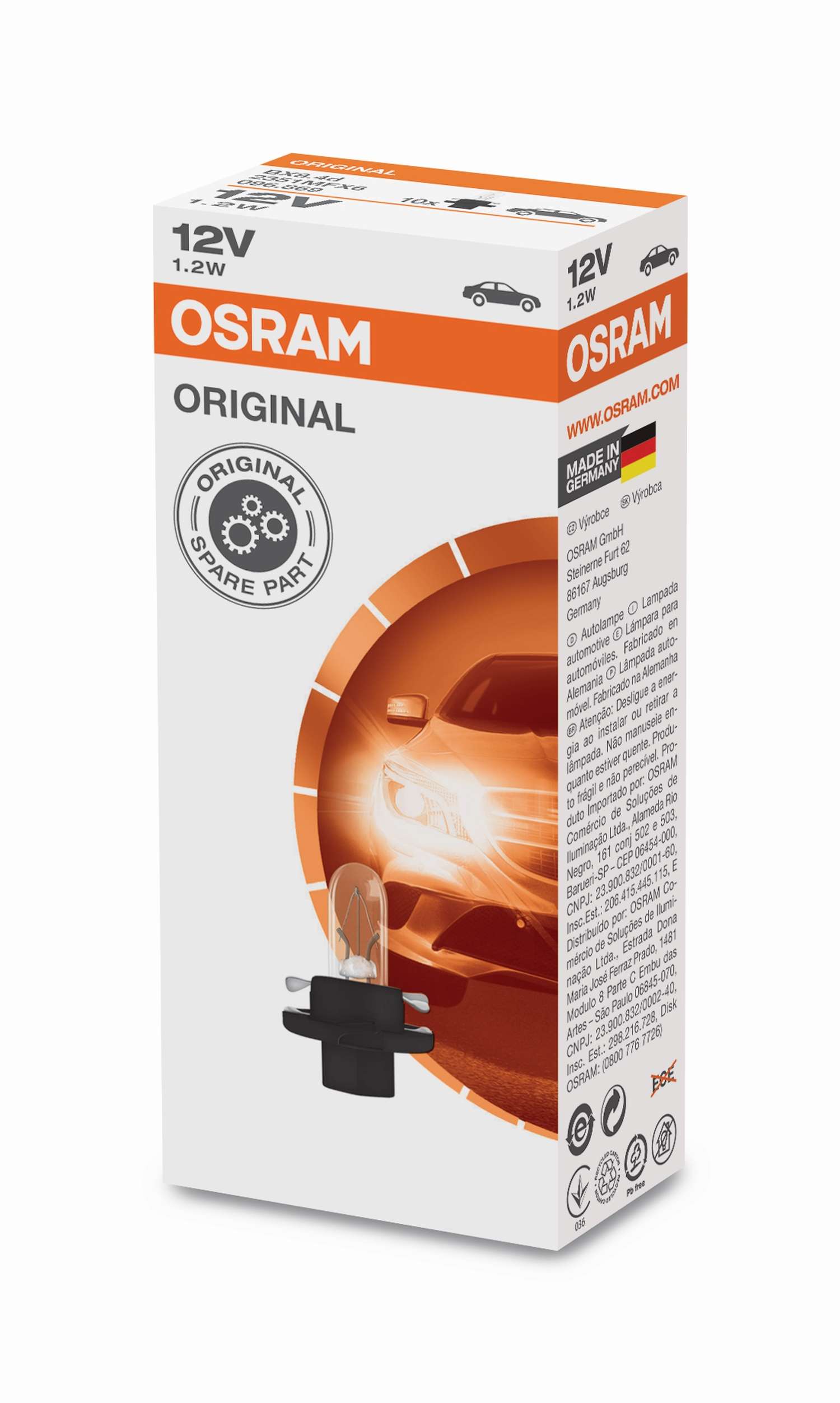 MFX6 BX8,4d 1,2W 12V 1st. OSRAM