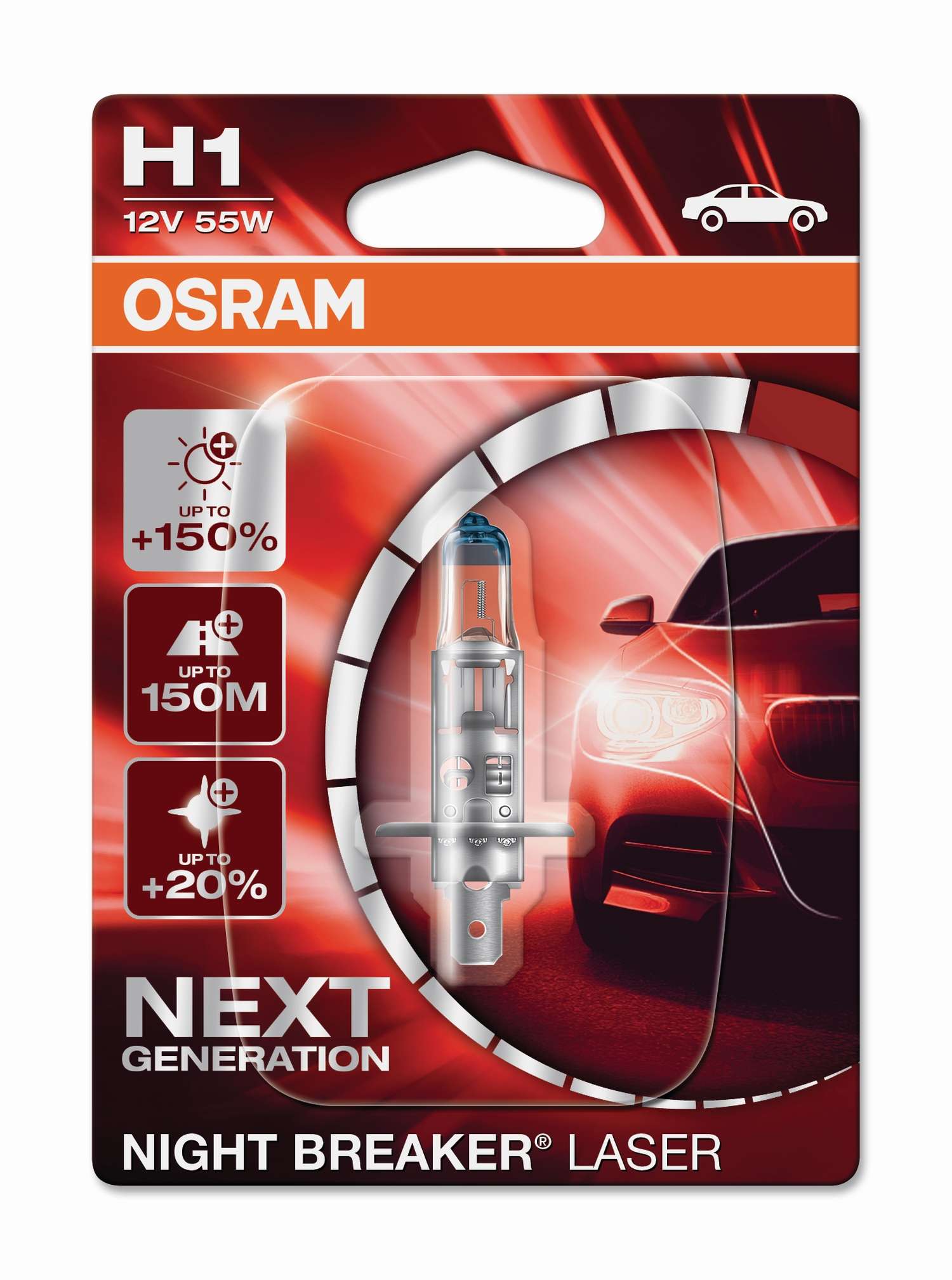 H1 12V 55W P14.5s NIGHT BREAKER® LASER +150% mehr Helligkeit